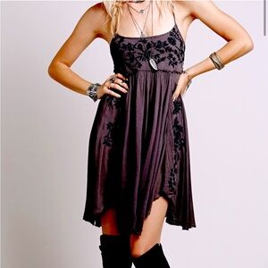 SOLD Purple Free People Embroidered Babydoll Slip Dress